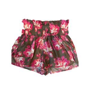 Free People Movement Floral Small Run Shorts Women’s Small Pink Brown Wide Waist